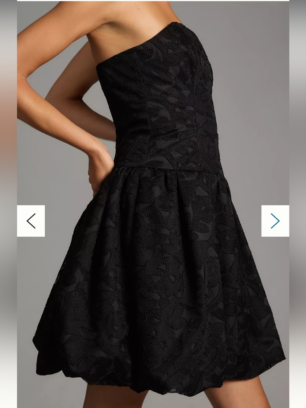 Anthropologie Strapless Black Jacquard Textured Fit-and-Flare Dress